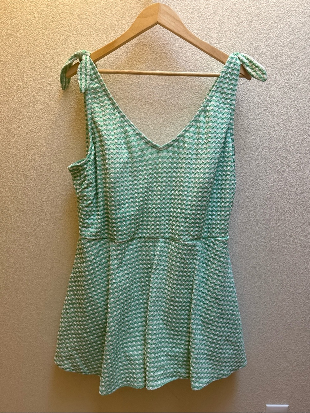Lands' End Mint Green Textured Swim Dress